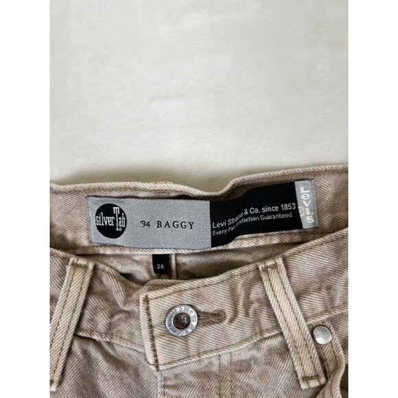 Levis Silvertab 94 Jeans Womens 26x30 Baggy Beige Denim Y2K Skater Grunge Modern - Picture 2 of 7